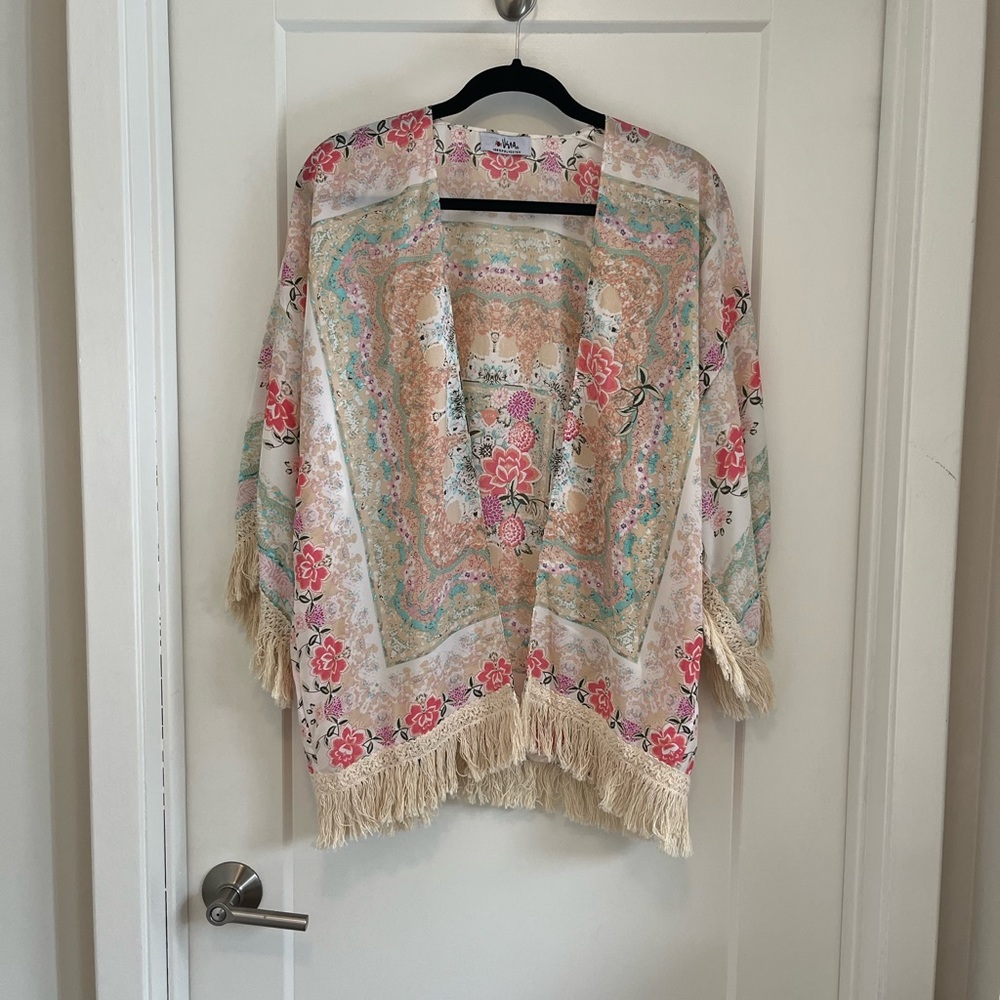 Bohemian Floral Fringe Kimono
